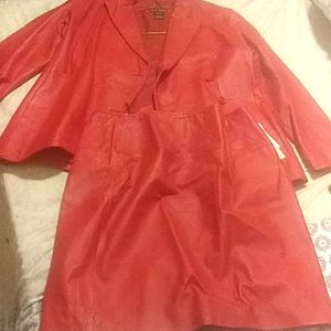 Red leather suit